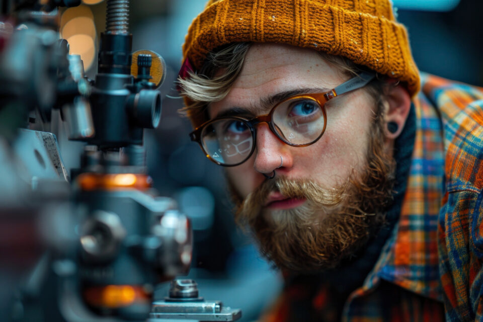 a man working on optical designing